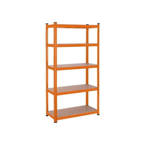 Rootz Storage Rack - With 5 Adjustable Shelves - Multi-tiered Shelving Unit - Space-saving Storage Shelf - Industrial Style Shelving - Heavy-duty - Steel - E1 Class MDF - Orange - 180 x 90 x 40 cm (H x L x W)