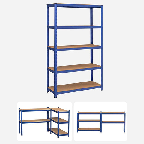 Rootz Lagerregal – Lagerregale – Schwerlastregal – Lagerregal mit 5 Ebenen – verstellbare Regale – Lagerregale aus Metall – bis zu 875 kg Stahl/MDF – blau – 200 x 120 x 60 cm