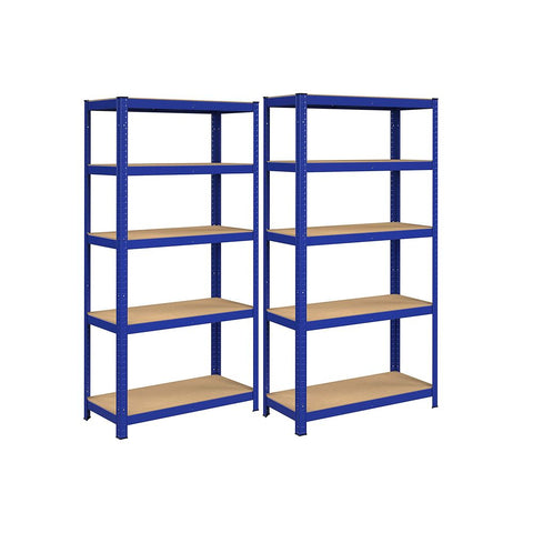 Rootz Storage Rack - Storage Shelves - Heavy-Duty Shelves - Set Of 2 Storage Racks - Industrial Storage Racks - 5 Shelves - Blue - 40 x 90 x 180 cm