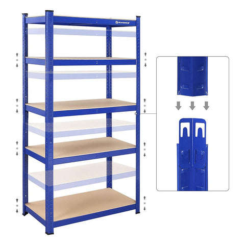 Rootz Storage Rack - Storage Shelves - Heavy-Duty Shelves - Set Of 2 Storage Racks - Industrial Storage Racks - 5 Shelves - Blue - 40 x 90 x 180 cm