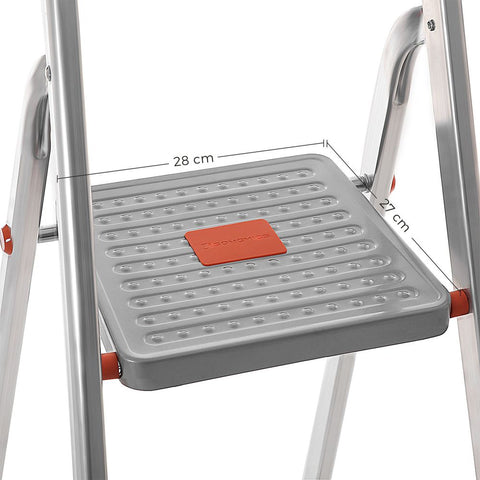 Rootz-Leiter – Haushaltsleiter – Aluminiumleiter – Haushaltsleiter mit 6 Stufen – tragbare Leiter – leichte Leiter – Aluminium/Kunststoff – Grau/Orange – 48,5 x 12 x 202 cm