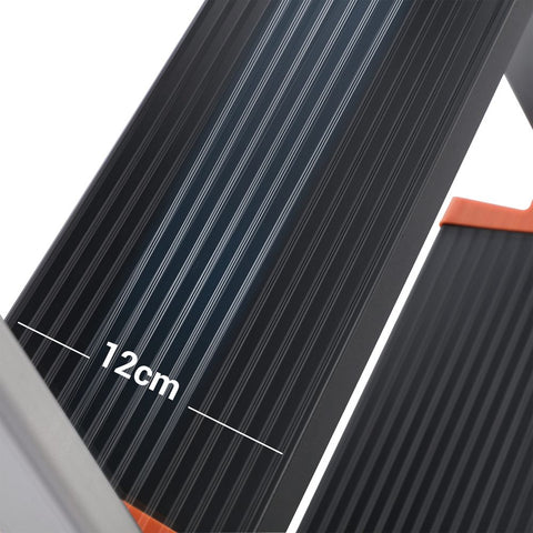 Rootz Ladder - Folding Ladder - Aluminum Ladder - Folding Ladder With 3 Steps - Portable Ladder - Lightweight Ladder - Aluminum/Plastic - Silver/Black/Orange - 43 x 60 x 60 cm