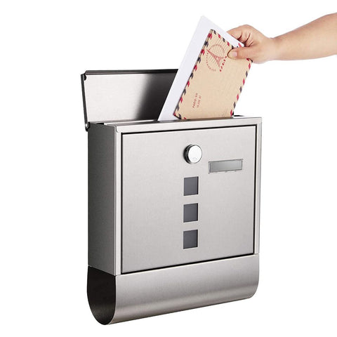 Rootz Brievenbus - Wandbrievenbus - Wandbrievenbus - RVS Brievenbus - Wandbrievenbus - Post-Mounted Brievenbus - Brievenbus Voor Brieven - Zilver - 30,5 x 9,5 x 33,3 cm