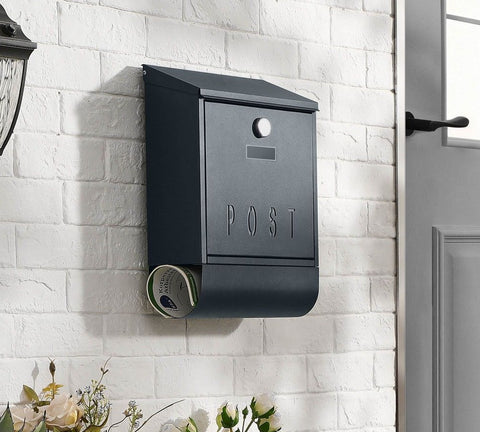 Rootz Briefkasten - Wandbriefkasten - Wandbriefkasten - Pfostenbriefkasten - Briefkasten für Briefe - Mit Zeitungsfach - Anthrazit - 30,5 x 11 x 38,5 cm