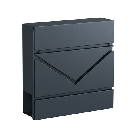 Rootz Mailbox - Mailbox With Newspaper Compartment - Mailbox With Newspaper Box - Wall Mounted Mailbox - Anthracite - 37 x 10.5 x 37 cm