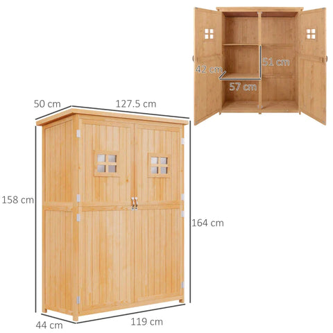 Rootz Tuinschuur - Gereedschapsschuur - Gereedschapskast - Lessenaarsdak - Hout - 127.5x50x164cm