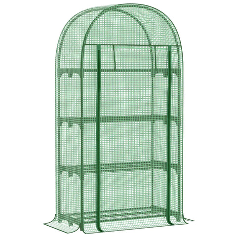 Rootz Kas - Folie Kas - Balkon Met 4 Planken - Tomatenkas - Plantenkas - Koud Kader - Metaal - Groen - 80 x 49 x 160 cm