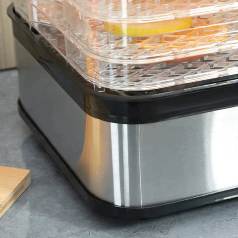 Rootz Dehydrator - Food Dehydrator - 5 Levels Dehydrator - Stainless Steel/PS/ABS - Silver/Transparent - 32 x 25 x 29cm