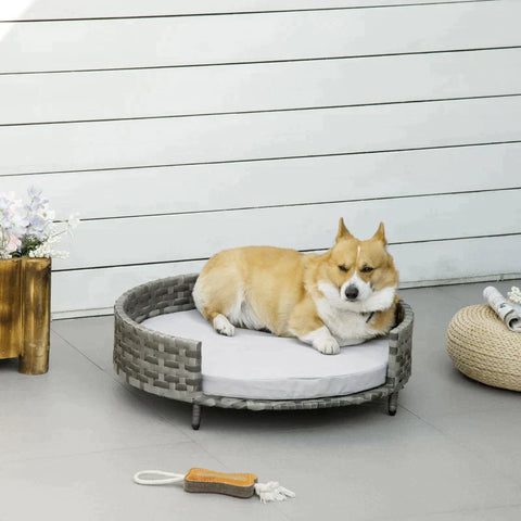 Rootz Pet Sofa - Dog Sofa - Dog Basket - Dog Bed - With Cushion - Cat Bed - Cat Sofa - Grey - 75 x 75 x 20 cm