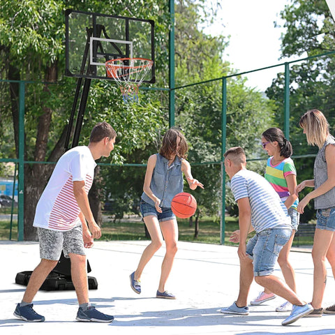 Rootz Basketball Stand - Adjustable Basket Height - Lower Impact Bar - Fillable Base - Red + Black - 107L x 70Hcm