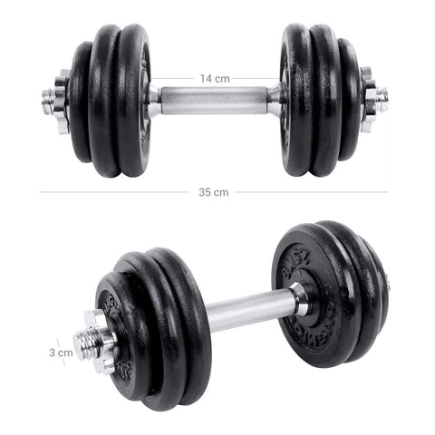 Rootz Dumbbell - Cast Iron Dumbbell Set - Adjustable Dumbbell - For Men And Women - Heavy-duty Dumbbell - Solid Metal Dumbbell Set - Black