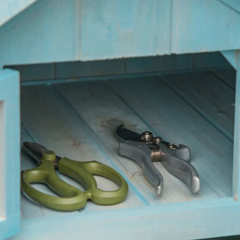 Rootz Garden Shed - Garden Storage Shed - Garden Cabinet - Tool Shed - Garden Tool Shed - Light blue/Green - 77 x 54.2 x 179 cm