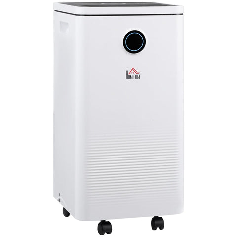 Rootz Dehumidifier - Compact And Powerful Dehumidifier - 5 Programs - 10l Water/day - Control Via Wlan/Google/Alexa - Very Quiet - White - 25 x 25 x 50cm