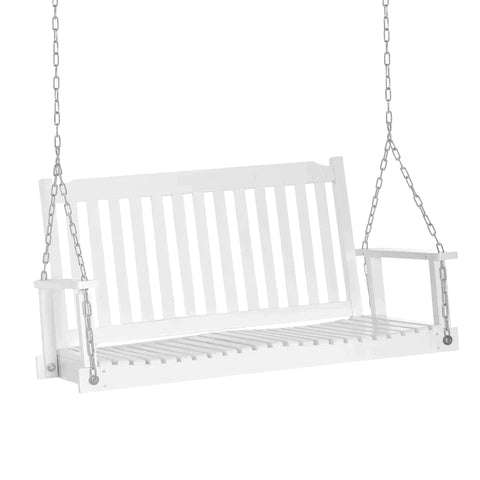 Rootz Tuinschommel - Schommelstoel - Hangbank - Verandaschommel - Stoelzitting - Hout - Wit - 117 cm x 69 cm x 60 cm