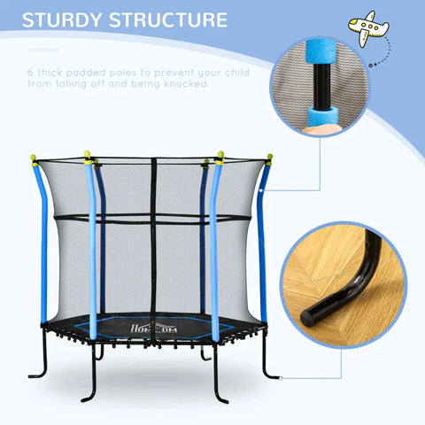 Rootz Trampoline - Mini Trampoline - Bouncer Jumper - With Enclosure Net - Blue - 163.5H cm