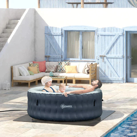 Rootz Jacuzzi – Spa-Pool – aufblasbarer Whirlpool für 4 Personen – Dunkelblau + Weiß – 180 L x 180 B x 68 H cm