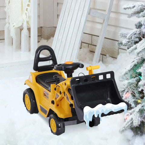 Rootz 3-in-1 Trettraktor - Ride-On Bulldozer Digger Tractor - Pulling Cart - Play Construction Truck - PP Plastic - Yellow - 80 cm x 26,5 cm x 39 cm