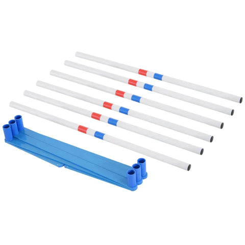 Rootz Agility-Set für Hunde – Hundetrainingsset – Hunde-Flechtrute – Aufbewahrungstasche – Stöcke Agility-Training für Haustiere Hund – Weiß/Blau – 305 x 60 x 94 cm
