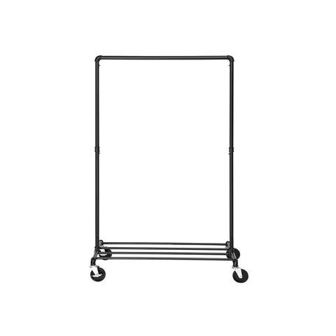 Rootz Kledingrek - Robuust Kledingrek - Industriële Stijl - Draagbare Kledingstandaard - Vrijstaande Kledingorganizer - Mobiele Kledingopberger - Gepoedercoate Ijzeren Pijpen - Zwart - 100 x 163 x 49 cm (B x H x D)