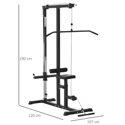 Rootz Kraftstation mit Seilzug – verstellbarer Sitz und Mehrfachkabel – Trainingsgerät für zu Hause – Fitness – Stahl – Schwarz – 107 x 120 x 190 cm