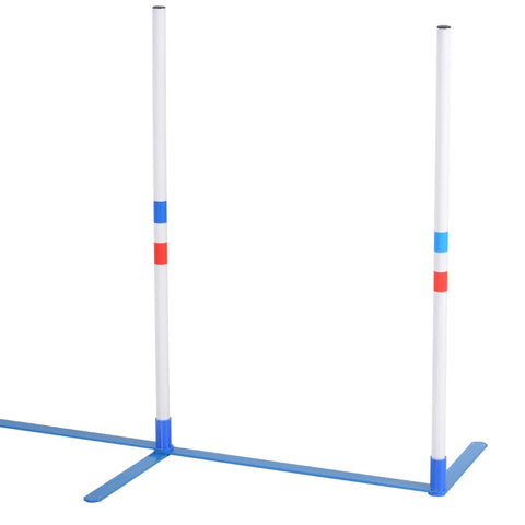Rootz Agility-Set für Hunde – Hundetrainingsset – Hunde-Flechtrute – Aufbewahrungstasche – Stöcke Agility-Training für Haustiere Hund – Weiß/Blau – 305 x 60 x 94 cm