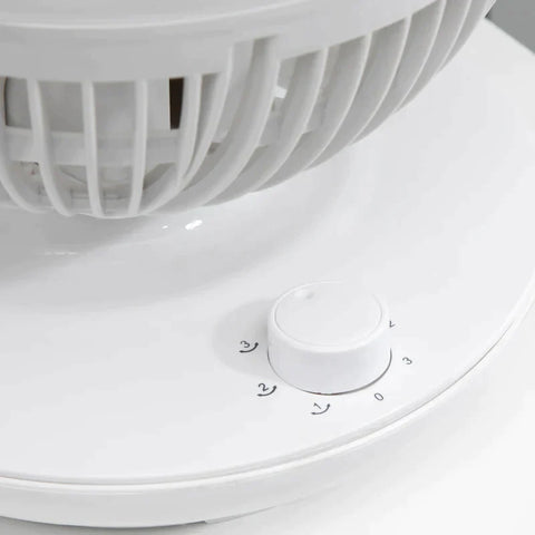 Rootz Circulation Fan - Table Fan - Circulating Air Fan - Swivel Fan - 3 Speed Settings - 90° Tilt Function - 70° Oxidation 90° - ABS/Plastic - White - 27L x 27W x 34H cm