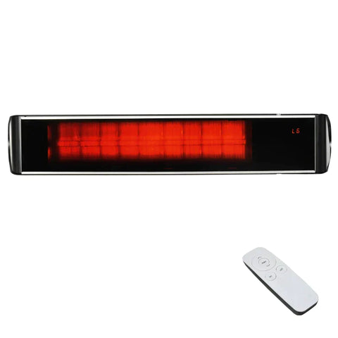 Rootz Infrared Heater - Electric Patio Heater - 6 Levels - No Glare with Remote Control - Aluminum - Black - 79 x 14 x 12 cm