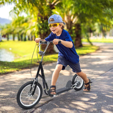 Rootz Kinderroller – Tretroller – Stadtroller – Teenager-Roller – Push-Kick-Scooter für Kinder – verstellbarer Lenker – Doppelbremsen-Ständer – Schwarz