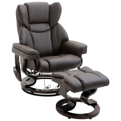 Rootz Massage Chair - Relaxation Chair With Massage Function - Armchair With Reclining Function - Foot Stool - Imitation Leather - Brown - 79 x 82 x 101 cm