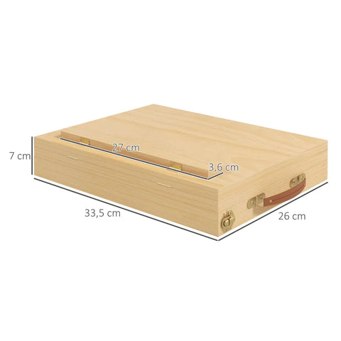 Rootz Table Easel - Small Easel - 1 Drawer - Robust And Durable -  Faux Leather Carry Handle - 3 Compartments - Solid Wood - Beech Wood - Natural - 33.5L x 26W x 26H cm