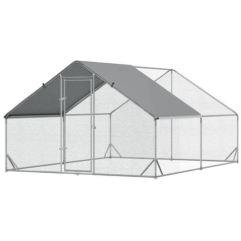 Rootz Chicken Coop - Hen Poultry House - Chicken Cage - Rabbit Hutch - Silver - 3 x 4 x 2m