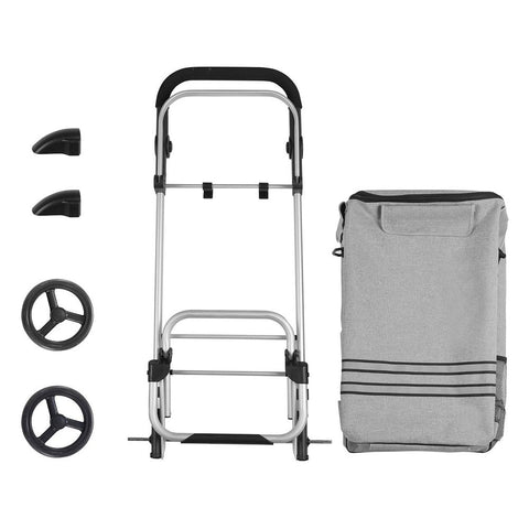 Rootz Shopping Trolley - Folding Shopping Trolley - With Cooling Compartment - Folding Market Trolley - Lightweight Folding Cart - Portable Shopping Caddy - Gray