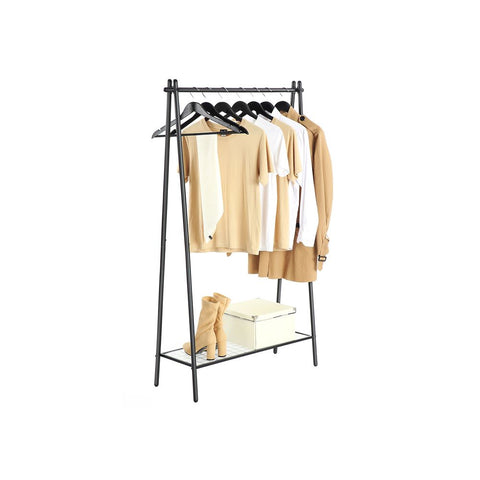 Rootz Clothes Stand - Clothes Stand With Clothes Rail - Clothing Rack - Garment Stand - Clothes Hanger Stand - Adjustable Clothes Stand - Metal Clothes Stand - Coat Stand - Matt Black - 92.5 x 33.5 x 153 cm (L x W x H)