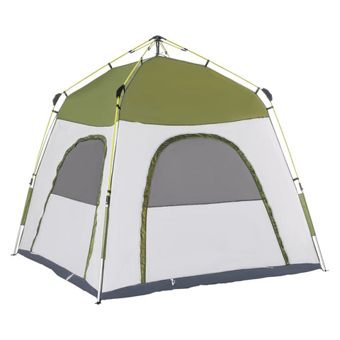 Rootz Zelt – Pop-Up-Zelt – Campingzelt – automatisches Zelt – Campingzelt für 4 Personen – wetterfest – Grün/Grau – 195 cm x 240 cm x 240 cm