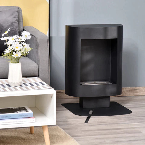 Rootz Ethanol Fireplace - Fireplace - Bio-ethanol Burner - Alcoholic Fire Pit - Burning Time No Smoke - Free-standing - Black - 46.5 x 53 x 65 cm