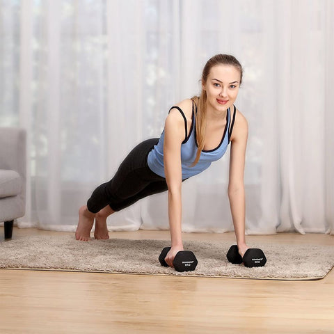 Rootz Dumbbell - Set Of 2 Adjustable Dumbbells -  With Matte Coating - Non-slip Matte Dumbbell  - Fitness Dumbbells - Comfort Grip - Durable Rubberized Dumbbells - Matt Black