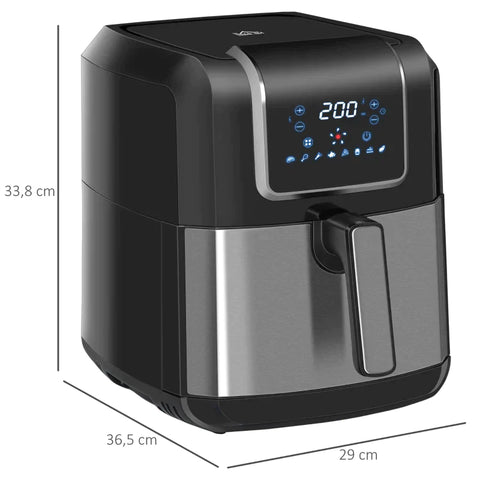 Rootz Heißluftfritteuse – 1700 W mit 8 Menüs – LED-Anzeige – antihaftbeschichteter Korb für gesundes, ölfreies Kochen – Schwarz – 36,5 x 29 x 33,8 cm