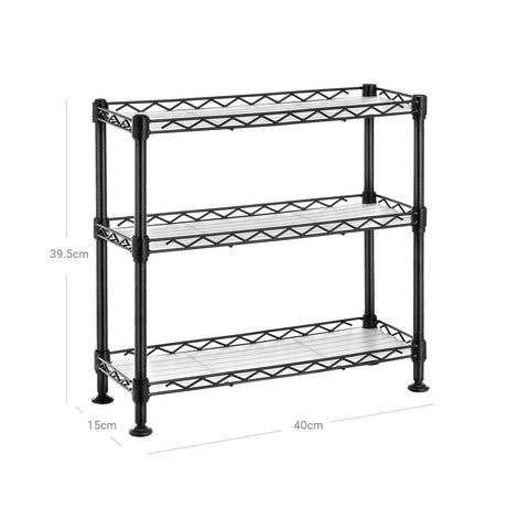 Rootz kruidenrek - kruidenrek met 3 niveaus - houten kruidenrek - wandgemonteerde kruidenorganizer - verstelbare kruidenplank met drie niveaus - PP-kunststof bord - zwart - 40 x 15 x 39,5 cm (L x B x H)