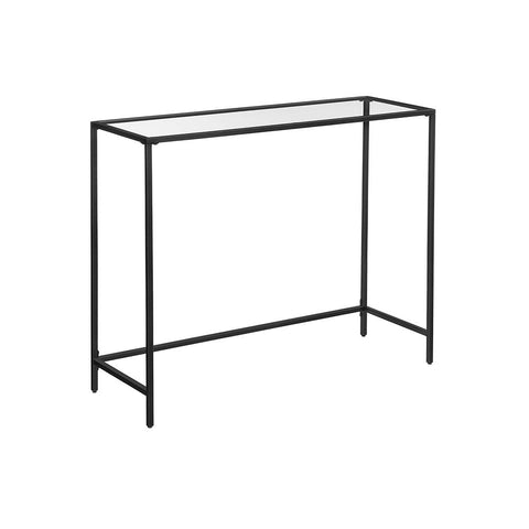 Rootz Consoletafel - Consoletafel met gehard glas - Haltafel - Haltafel - Banktafel - Moderne Consoletafel - Industriële Haltafel - Accenttafel - Metaal - Glas - Zwart - 100 x 35 x 80 cm (L x B x H)