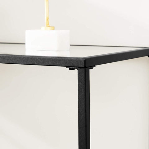 Rootz Consoletafel - Consoletafel met gehard glas - Haltafel - Haltafel - Banktafel - Moderne Consoletafel - Industriële Haltafel - Accenttafel - Metaal - Glas - Zwart - 100 x 35 x 80 cm (L x B x H)
