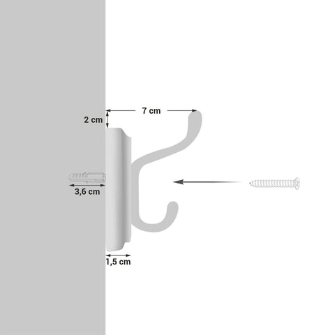 Rootz Wall Coat Rack - Coat Rack - 4 Hooks Wall Coat Rack - Coat Rack - Wall-Mounted Coat Rack - Hanging Coat Rack - White - 40 x 9 x 7 cm