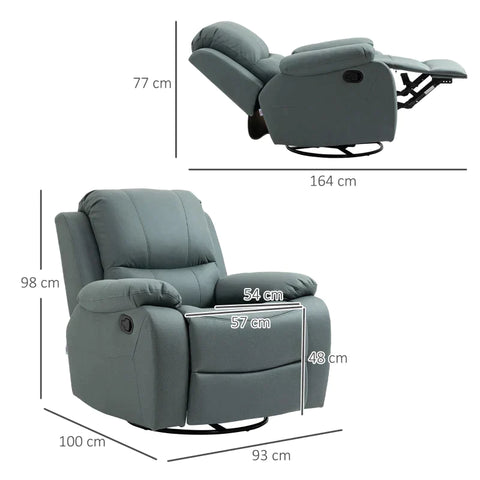 Rootz Relax Chair - Recliner - Living Room Chair - With Tilt Adjustment - 360° Rotatable - Polyester/Foam/Steel - Green - 93 cm x 100 cm x 98 cm