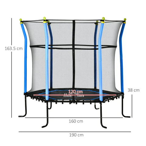Rootz Trampoline - Mini Trampoline - Bouncer Jumper - With Enclosure Net - Blue - 163.5H cm