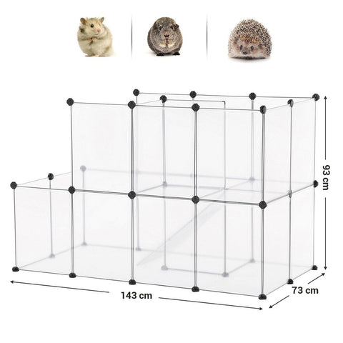Rootz Small Animal Run - Plastic Animal Run - Rabbit Run - Hamster Run - Small Pet Run - Portable Animal Run - White - 143 x 73 x 93 cm