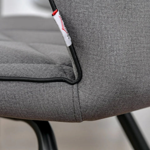 Rootz Set Van 2 Eetkamerstoelen - Keukenstoelen - Gestoffeerde Stoelen Met Rugleuning - Flanel Foam Steel - Grijs/Zwart - 47 x 62 x 91 cm