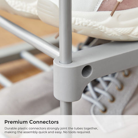Rootz Shoe Rack - Shoe Rack With 5 Shelves - Large Shoe Rack - Shoe Organizer - Shoe Storage Rack - Shoe Display Rack - Metal Tubes/plastic Connectors - Grey - 45 x 30 x 89.5 cm