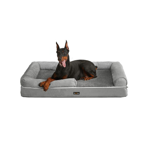 Rootz Dog Bed - Orthopedic Dog Bed - Waterproof Dog Bed - Washable Dog Bed - Portable Dog Bed - Indoor - Outdoor - Plush With TPU Coating - Imitation Suede - Foam - Light Grey - 120 x 85 x 25 cm (L x W x H)