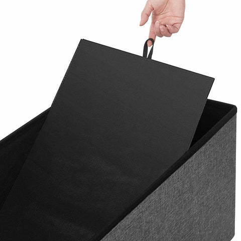 Rootz Bench With Storage Space - Storage Bench - Hidden Storage - Multi-functional Storage Seat - Entryway - Bedroom - Living Room - Imitation Linen - Foam - MDF - Dark Gray - 76 x 38 x 38 cm (L x W x H)