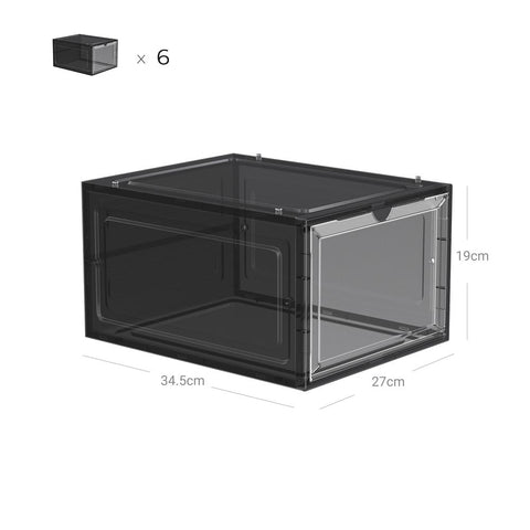 Rootz Schuhkarton – Schuhaufbewahrungsbox – transparenter Schuhkarton – Schuhkarton aus Kunststoff – transparenter Schuhkarton – PP-Kunststoff – Schwarz – 25,5 x 33 x 17,5 cm