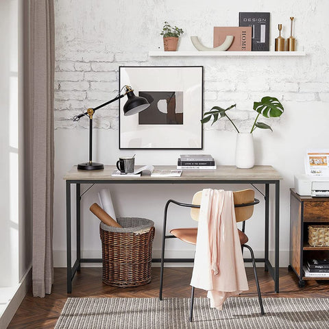 Rootz Desk - Home Office Desk - Schrijftafel - Computer Desk - Sta Bureau - Verstelbare Desk - Executive Desk - Gaming Desk - Workstation Desk - Greige-Zwart - 140 x 60 x 75 cm (L x B x H)